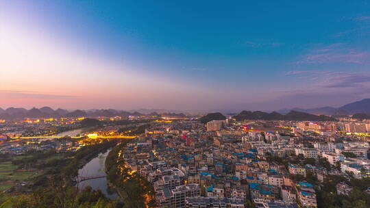 桂林穿山日转夜 桂林夜景