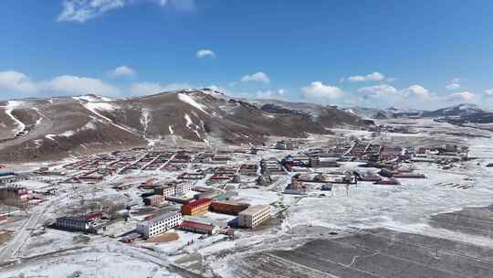 航拍冬天北方冬季 农村雪景