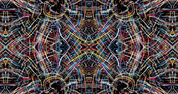 155  4K绚丽抽象彩色线条生长背景