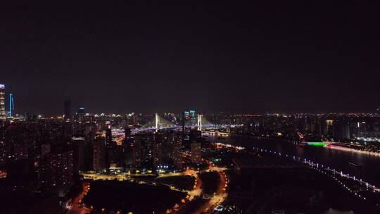 黄浦江南浦大桥夜景航拍视频素材模板下载