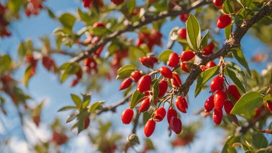 枝头红色果实特写