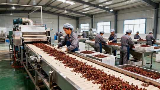 工厂茶叶生产线工人作业