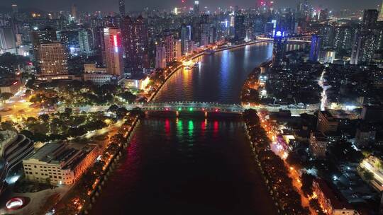 航拍广州珠江两岸夜景延时2022新
