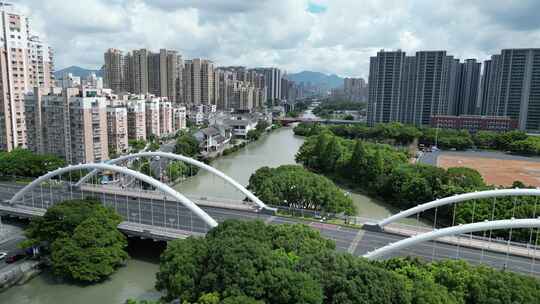 航拍温州南塘文化旅游区南塘大桥视频素材模板下载