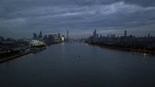 广东省广州市夜景城市风光航拍