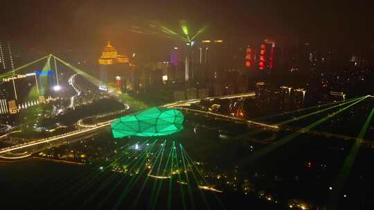 车水马龙地标夜景 青年大街盛京桥 沈阳