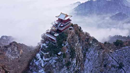 西安南五台景区冬雪雪景