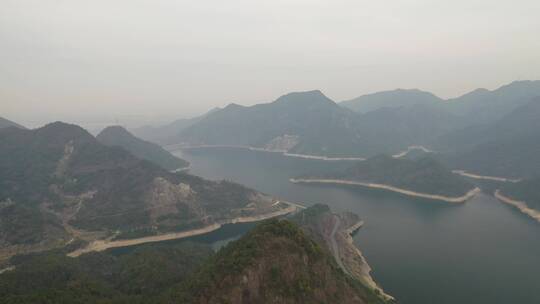 航拍浙江金华九峰山水库