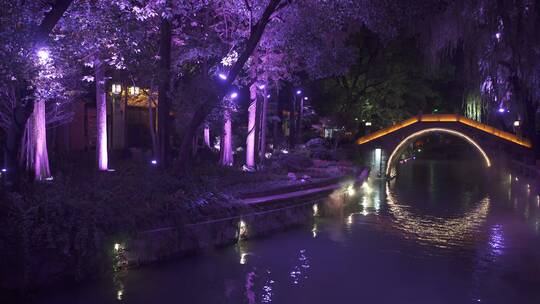 浙江湖州南浔古镇江南水乡夜景