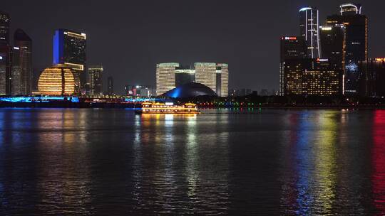 杭州钱江新城城市阳台夜景