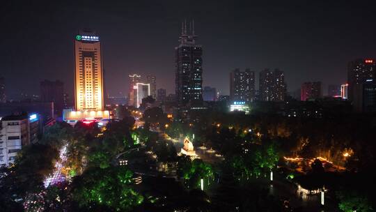 洛阳西工公安大楼城市夜景航拍