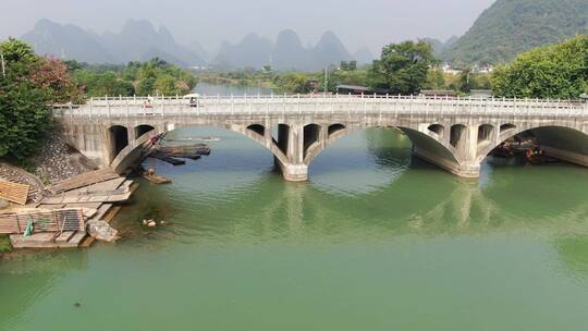 航拍广西阳朔遇龙河风景区