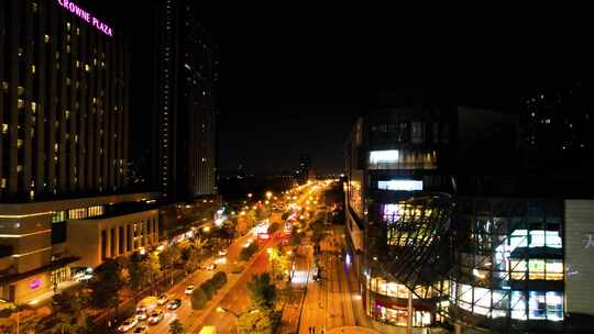 城市夜晚马路车辆车流航拍视频素材模板下载