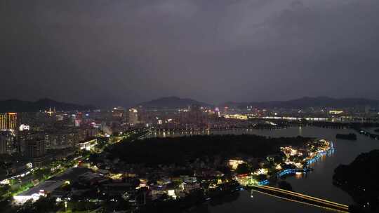 广东肇庆星湖国际湿地公园岩前村夜景