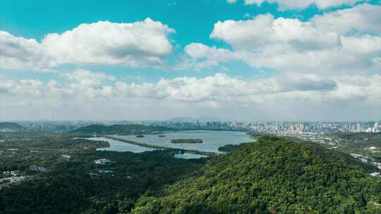 杭州西湖航拍大景延时