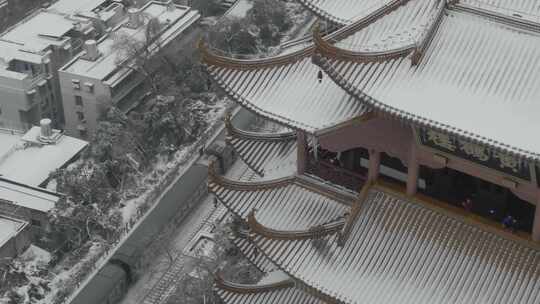 武汉武昌区黄鹤楼雪景航拍