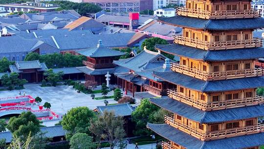 航拍上海宝山寺