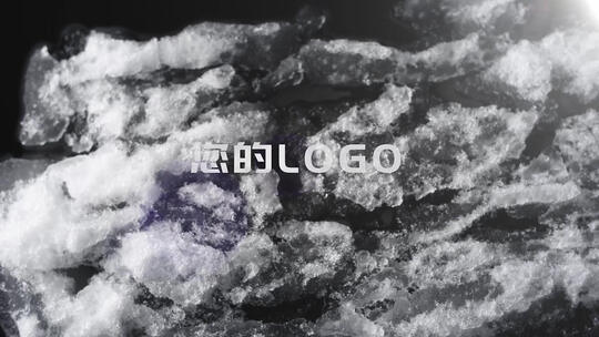 实拍冰雪融化雪花冰川黑白LOGO片头动画