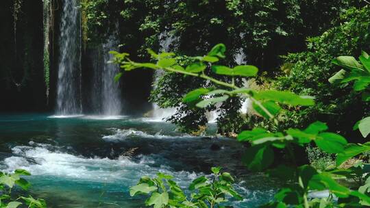 美丽的大自然瀑布下 流淌的河流