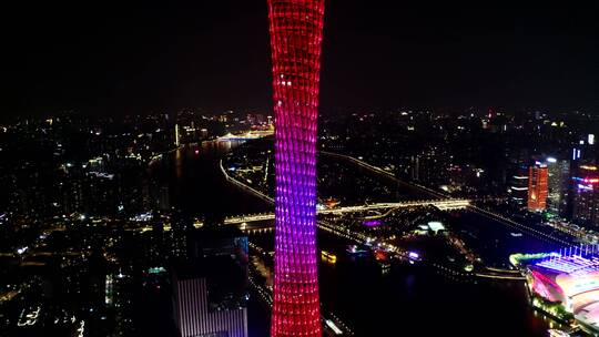 广东省广州市广州塔夜景航拍