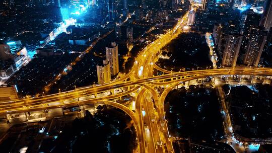 上海延安高架夜景航拍