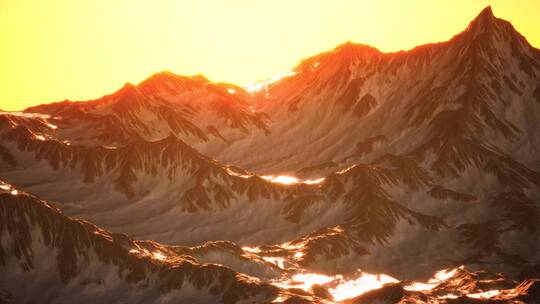 夕阳下的雪山东北滑雪场冰天雪地航拍雪山视频素材模板下载