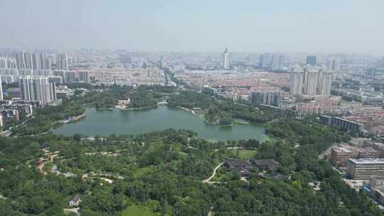 山东济宁南池景区航拍