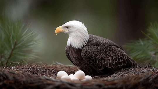 雄鹰守护雏鹰成长 巢穴哺育生命的奇迹