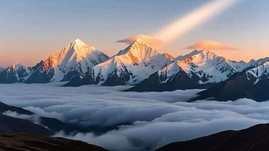 川西超美雪山日出云海4K