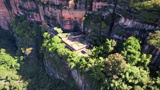 航拍韶关丹霞地貌 丹霞山阳元峰长老峰景区