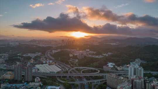 城市太阳升起视频素材模板下载