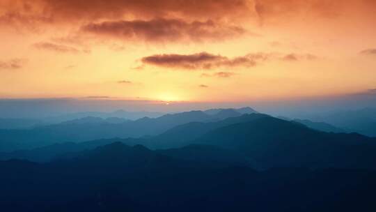 4K航拍杭州大明山景区山脉唯美日出日落