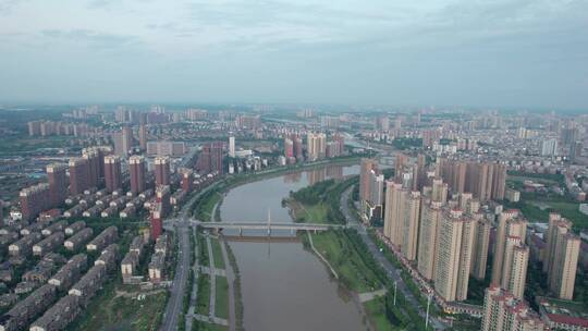 衡阳城市天际线蒸水风光航拍视频素材模板下载