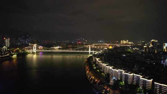 广西柳州城市夜景灯光航拍