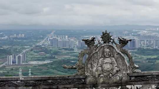 高清实拍从山下俯瞰城市