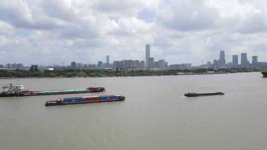 上海黄浦江货船4K航拍原素材视频素材模板下载