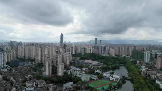 航拍温州鹿城区温州建设温州大景