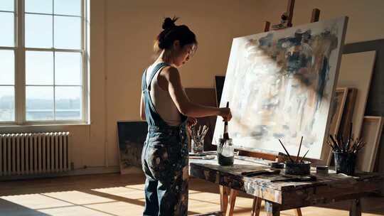 艺术家工作室绘画场景