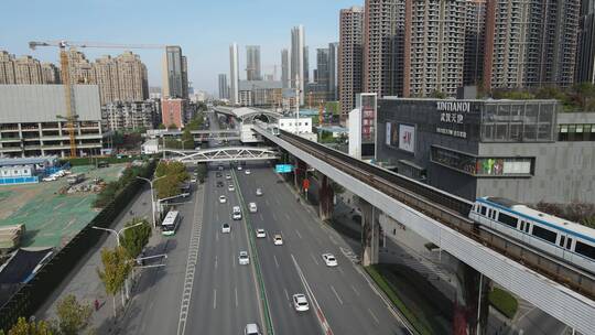 城市轻轨地铁交通航拍