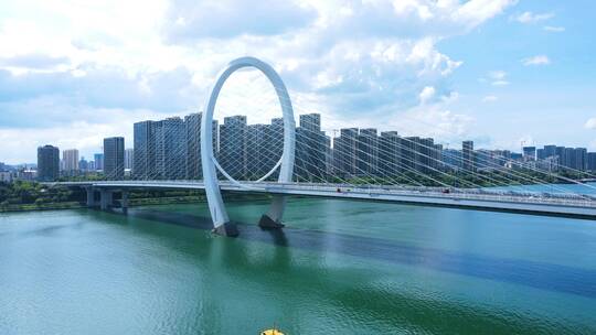 柳州航拍柳江风景白沙大桥