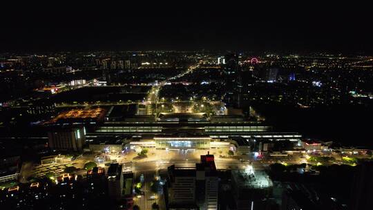 江苏常州城市夜景交通航拍