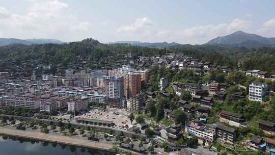 航拍锦屏 锦屏大桥 锦屏白塔 锦屏河流