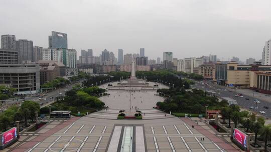 城市航拍江西南昌八一广场地标建筑