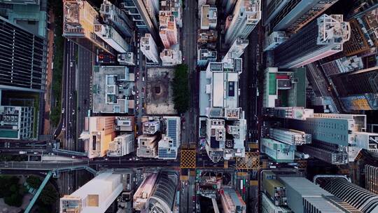 香港中环街道建筑俯拍