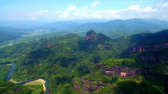 航拍武夷山天游峰晒布岩水月亭九曲溪茶园