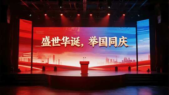 国庆节盛世华诞党政会议舞台视频