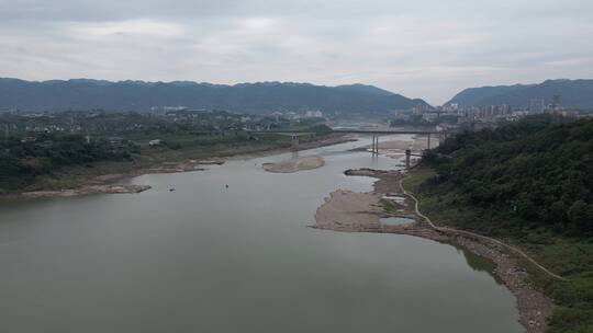 重庆北碚嘉陵江自然景观航拍