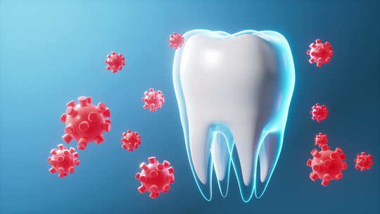 人类牙齿抵御细菌病毒保护牙齿概念动画