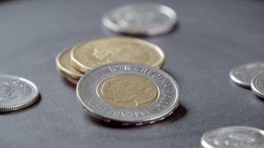 加拿大货币硬币循环堆叠硬币和不断增长的业