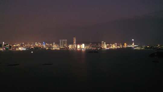 厦门市海沧区海沧大道厦门中心大厦夜景航拍